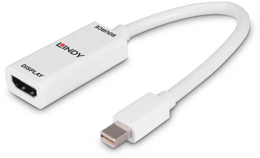 Adapteris - LINDY Mini DisplayPort 1.2 į HDMI 4K Pasyvus Adapteris Konverteris, 30Hz, 10.8Gbps, Baltas
