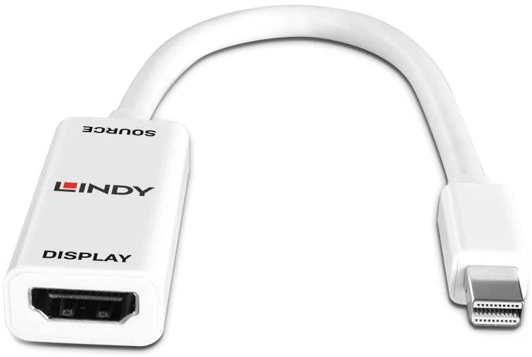 Adapteris - LINDY Mini DisplayPort 1.2 į HDMI 4K Pasyvus Adapteris Konverteris, 30Hz, 10.8Gbps, Baltas