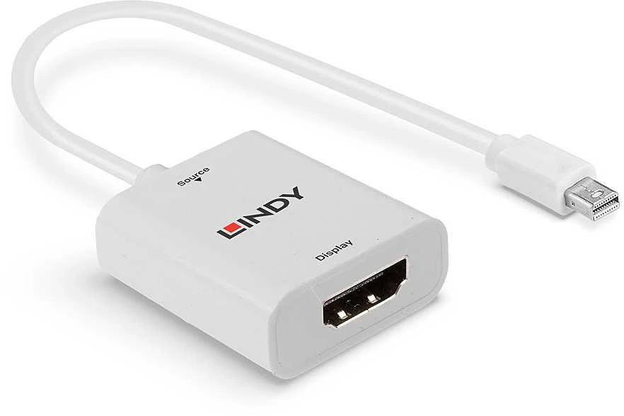 Adapteris - LINDY Mini DisplayPort 1.2 į HDMI 4K 60Hz Aktyvus Adapteris Konverteris, Baltas