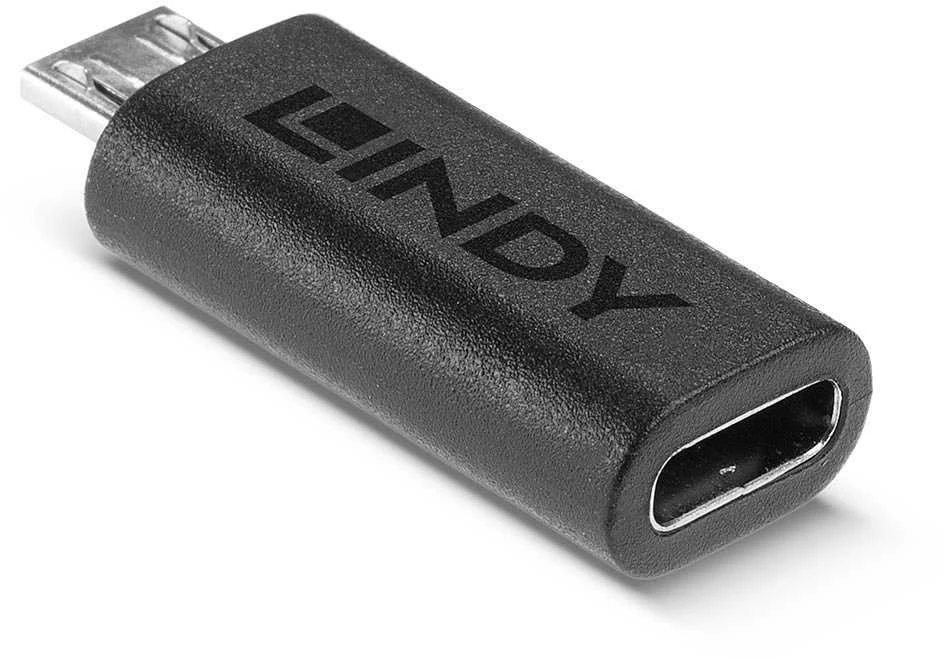 Lindy Adapteris - USB 2.0 Micro-B M/F į C F 480Mbps Nikelio Danga