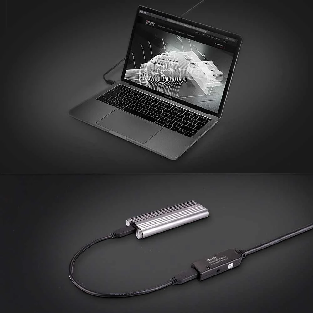 Lindy Adapteris - USB 3.0 Aktyvus Pratęsimas 20m Type A į C 5 Gbps