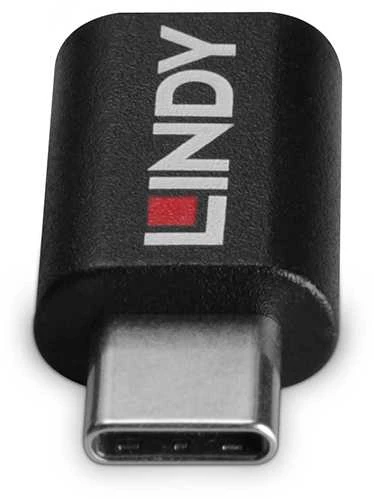USB Adapteris - LINDY USB 3.2 Type C į C M/F Adapteris, 100W Duomenų Blokatorius, Juodas