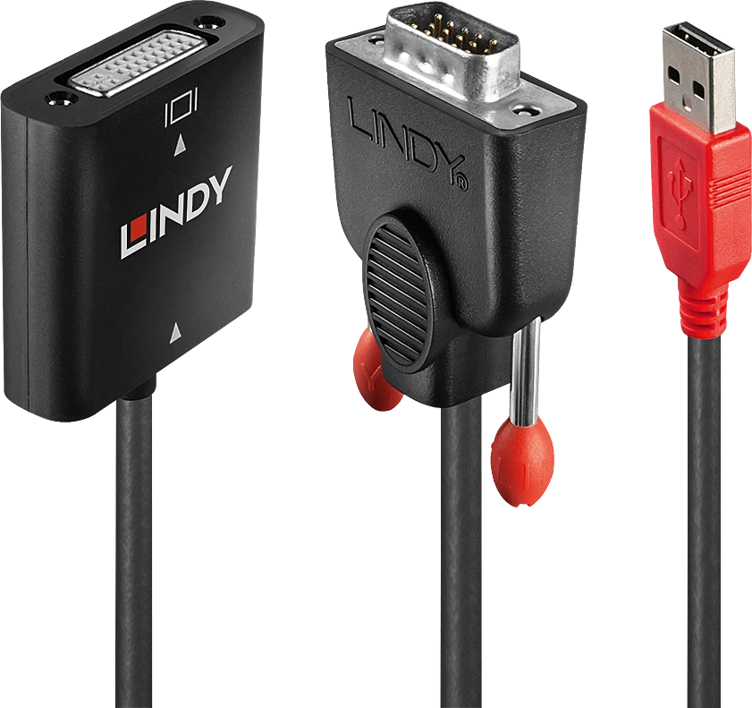 Adapteris - LINDY VGA į DVI-D Keitiklis, 1920x1200@60Hz, USB Maitinimas