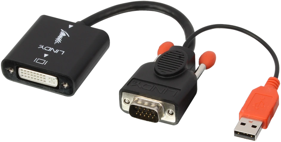 Adapteris - LINDY VGA į DVI-D Keitiklis, 1920x1200@60Hz, USB Maitinimas