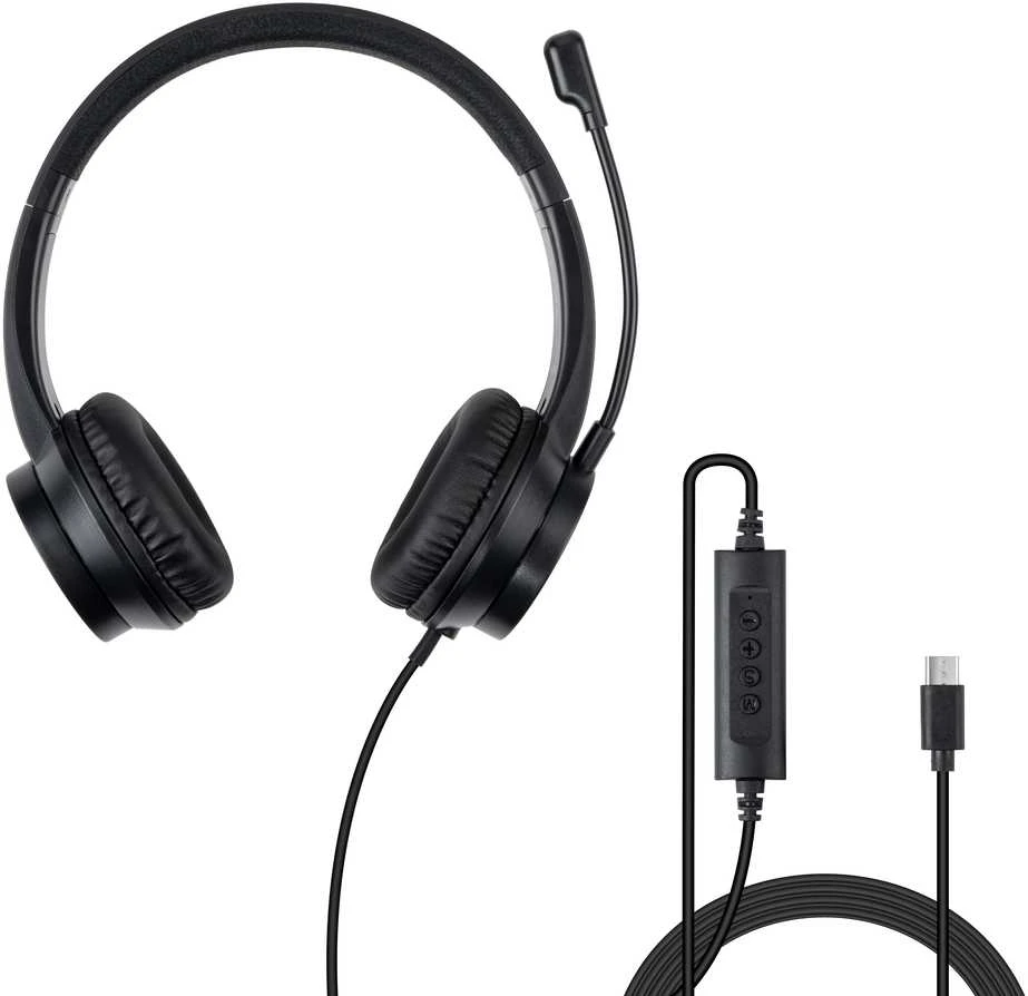Ausinės - LINDY USB-C Ausinės, 40 mm Garsiakalbiai, Valdymo Mygtukai, 1,95 m Laidas, Juodos