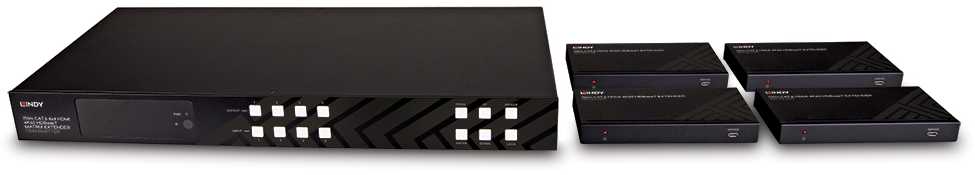 AV Ilgintuvas - LINDY Cat.6 HDMI 4K60 HDBaseT Matrix su 4 Imtuvais 150 m