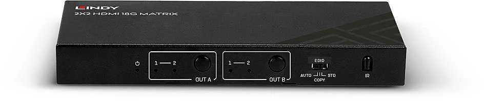 AV Jungiklis - LINDY 2x2 HDMI 18G Matrix Sujungimas ir Perjungimas, 4096x2160@60Hz, Juodas