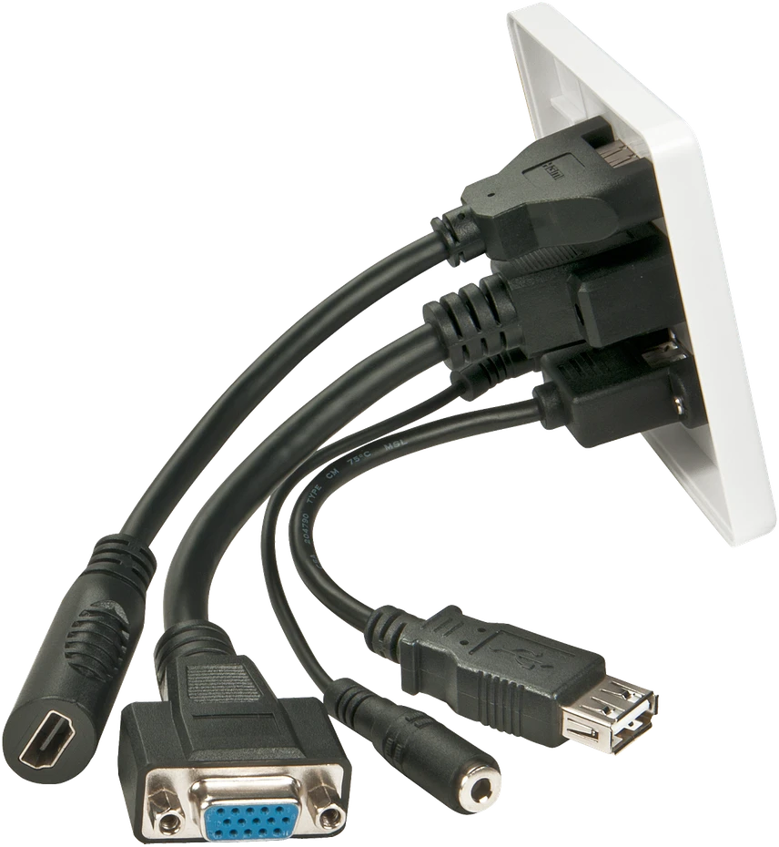 AV Sieninė Plokštė - LINDY Sieninė Plokštė VGA/HDMI/USB/3.5mm Stereo 86x86mm Balta