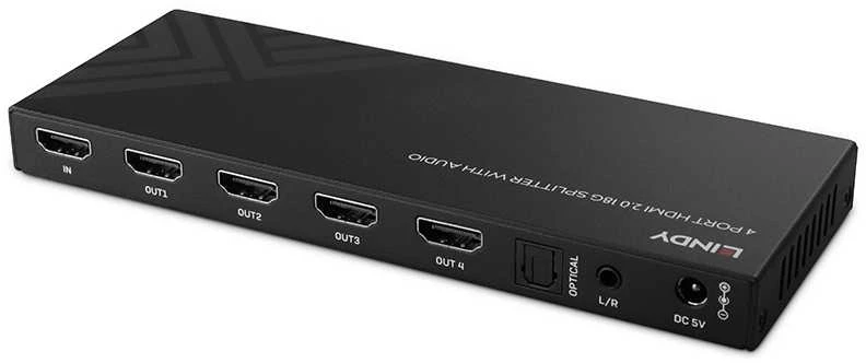 LINDY HDMI 4 prievadų skirstytuvas su optine garso išvestimi