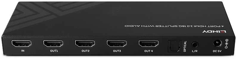 Lindy HDMI 4 prievadų skirstytuvas su garso jungtimis
