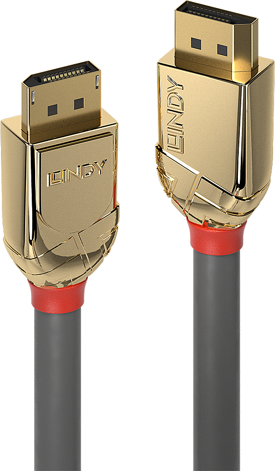 DisplayPort kabelis - LINDY Gold Line DisplayPort 1.4 kabelis, M/M, 1 m, Pilkas