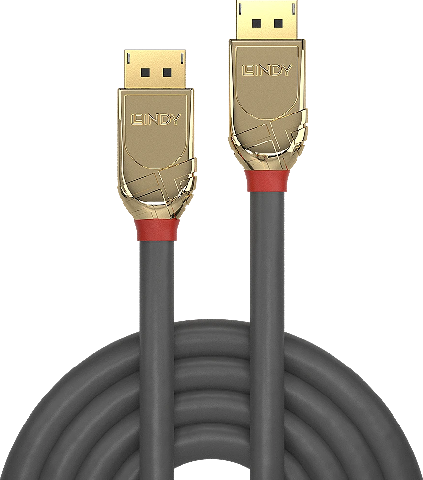 DisplayPort Kabelis - LINDY Gold Line DisplayPort 1.4 Kabelis, 3 m, Pilkas