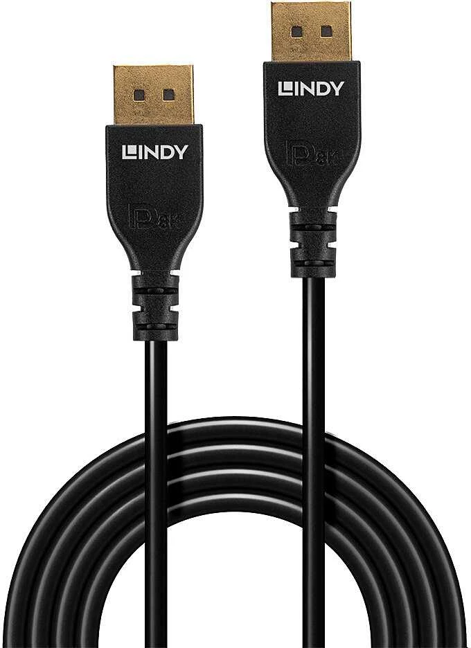 DisplayPort Kabelis - LINDY Slim DisplayPort 1.4 Kabelis, 3 m, Juodas