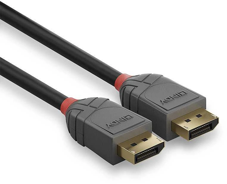DisplayPort Kabelis - LINDY Anthra Line DisplayPort 1.4 Kabelis, M/M, 0.5 m, Juodas