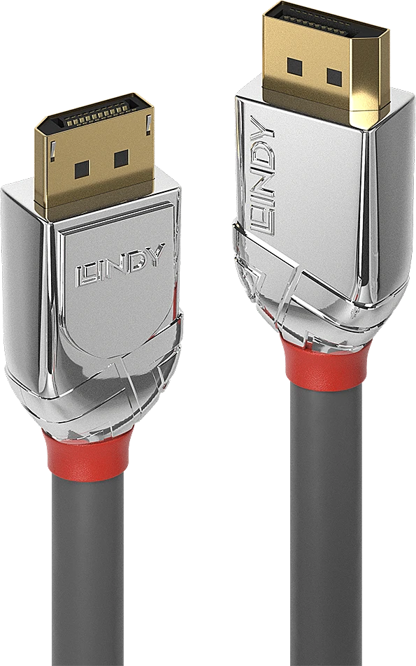 DisplayPort Kabelis - LINDY Cromo Line DisplayPort 1.4 Kabelis, M/M, 7680x4320@60Hz, 2 m, Pilkas