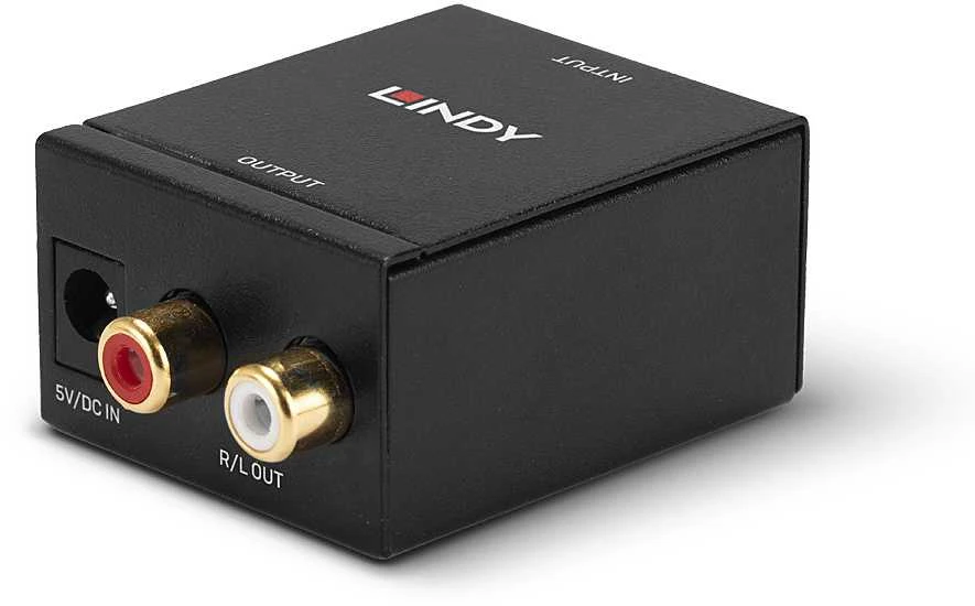 Garso Adapteris - LINDY TosLink ir Bendraašis į Phono DAC Adapteris, 24-bit/96KHz, Juodas