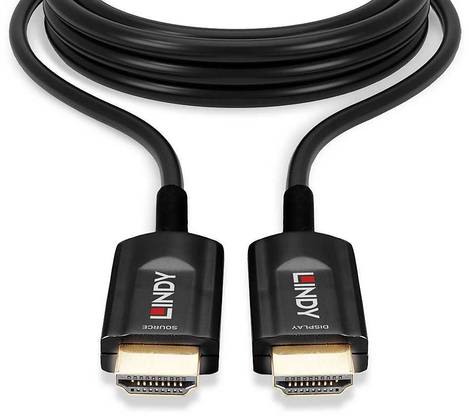 HDMI Laidas - LINDY Šviesolaidinis Hibridinis HDMI Kabelis, Ultra Didelės Spartos, 8K60, 48Gbps, 15 m, Juodas