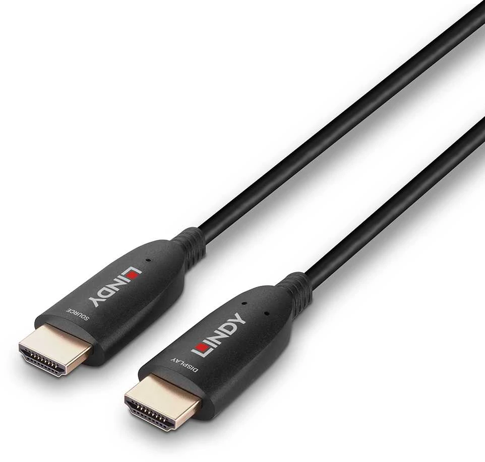 HDMI Laidas - LINDY Šviesolaidinis Hibridinis HDMI 8K60 Laidas, 15 m, Juodas