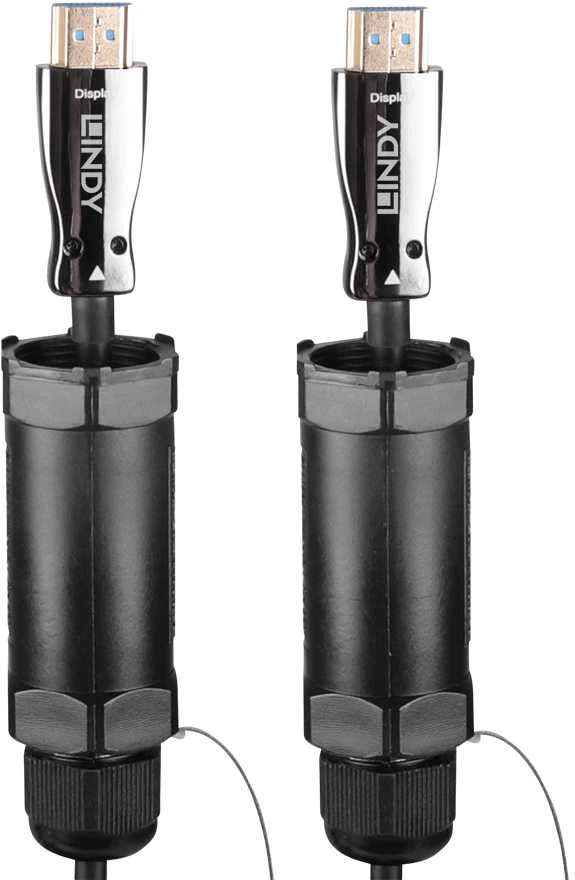 HDMI Laidas - LINDY Armuotas Šviesolaidinis Hibridinis HDMI 8K60 Laidas, 30 m, Juodas
