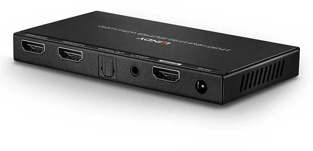 HDMI Skirstytuvas - LINDY 2 Prievadų HDMI Skirstytuvas 18G 4096x2160@60Hz Garso Išgavimas ir Sumažinimas