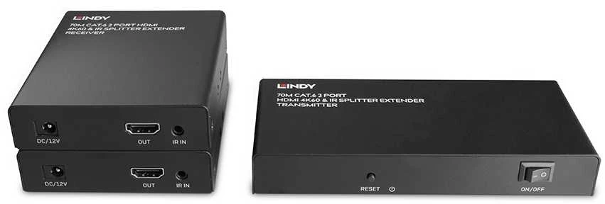 Lindy HDMI Skirstytuvas - 70m Cat.6 2 Uostai 4K@60Hz IR Palaikymas