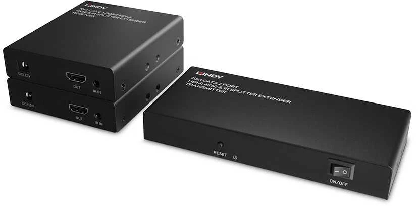 Lindy HDMI Skirstytuvas - 70m Cat.6 2 Uostai 4K@60Hz IR Palaikymas