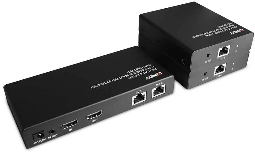 Lindy HDMI Skirstytuvas - 70m Cat.6 2 Uostai 4K@60Hz IR Palaikymas