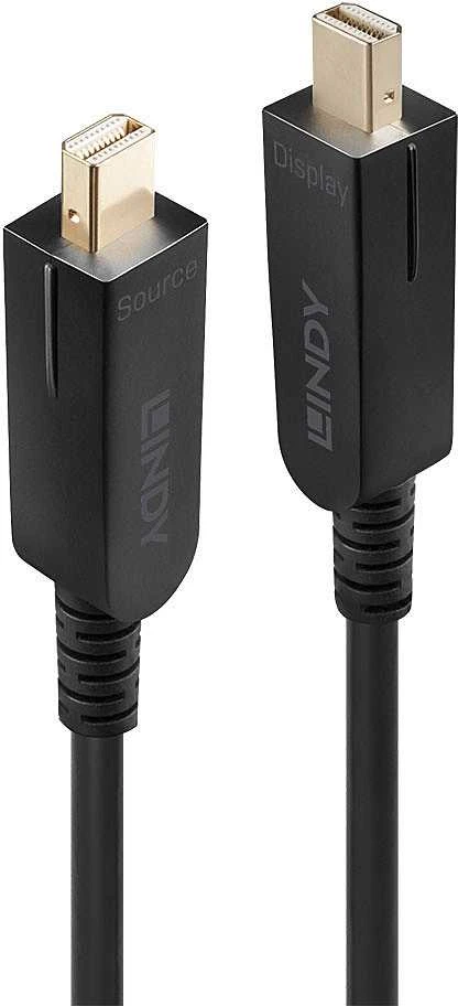 Pluoštinis Optinis Kabelis - LINDY Pluoštinis Optinis Hibridinis Mini DisplayPort 1.4 Kabelis, 7680x4320@60Hz, 20 m, Juodas