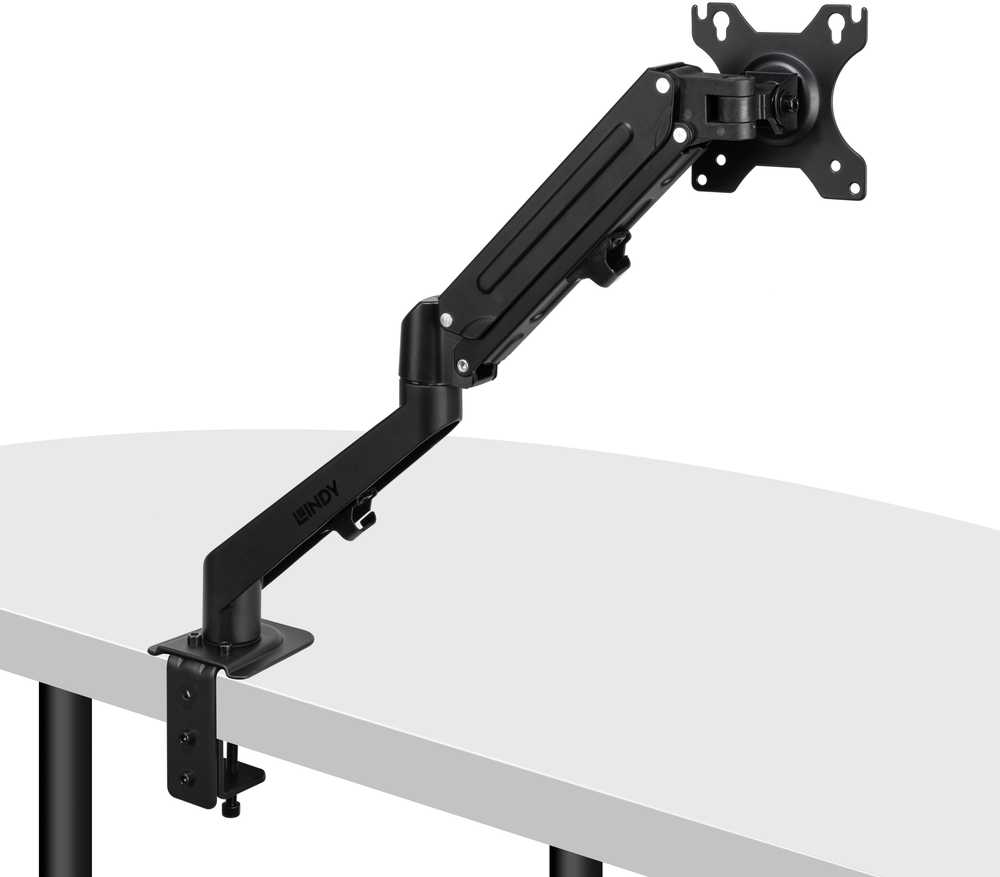 Monitorių Laikiklis - LINDY Viengubas Stalo Laikiklis Monitoriui, Ekranų Laikiklis 17-27", 9kg, Juodas
