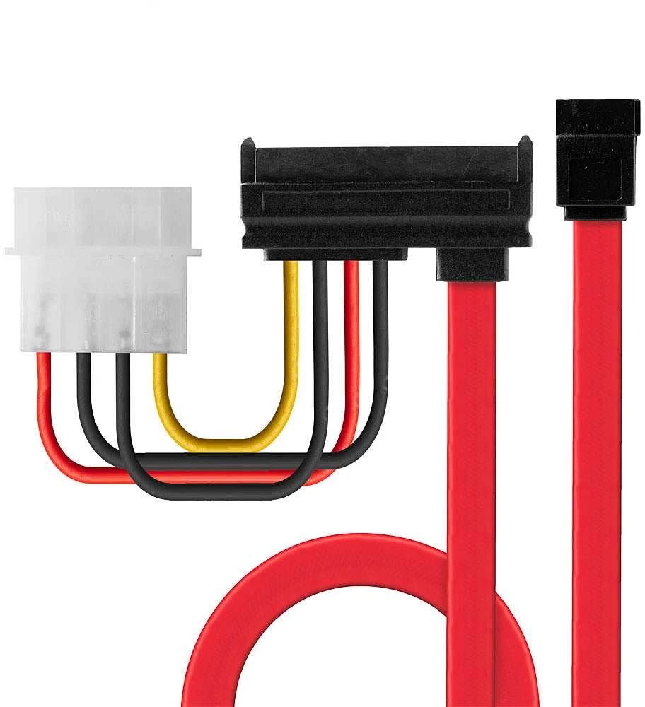 SATA Kabelis - LINDY Vidinis SATA Kabelis, Duomenims ir Energijai (5V) 1x7pin SATA, 0.3 m, Raudonas