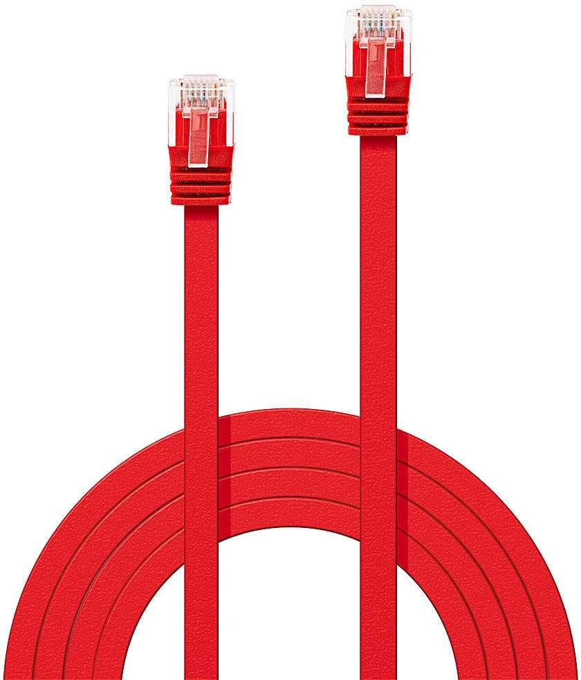 Tinklo Kabelis - LINDY Cat.6 U/UTP Plokščias Tinklo Kabelis, RJ45, M/M, 250MHz, 32AWG, 3 m, Raudonas