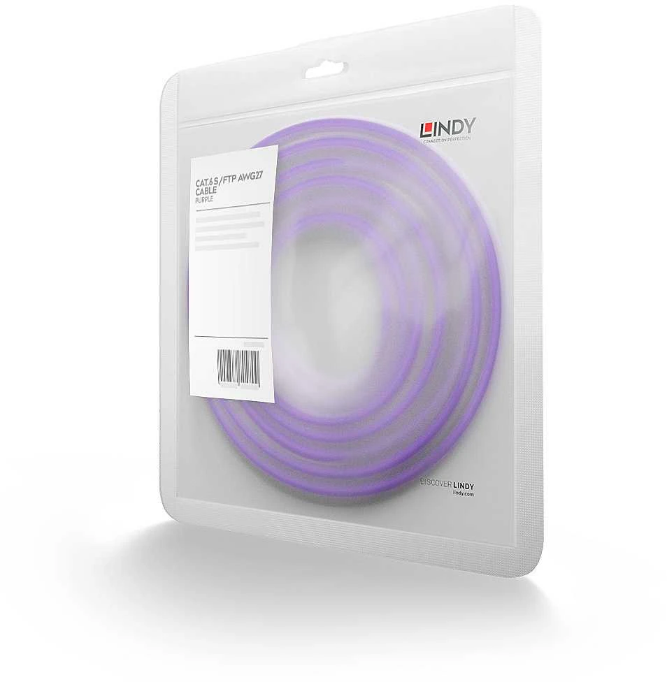 Tinklo Kabelis - LINDY Cat.6 S/FTP Tinklo Kabelis, RJ45, M/M, 250MHz, 27AWG, 1 m, Purpurinis