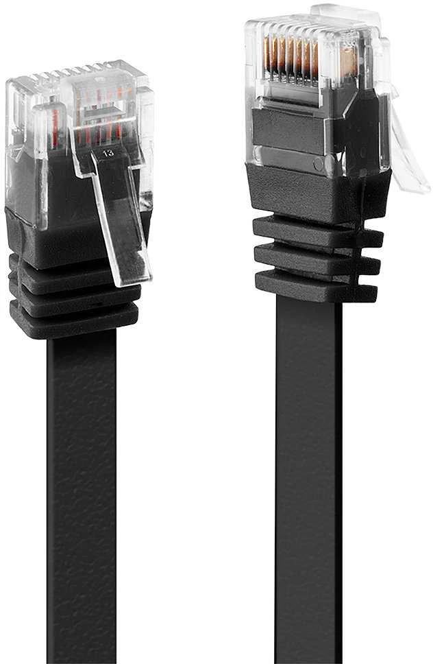 Tinklo Kabelis - LINDY Cat.6 U/UTP Plokščias Tinklo Kabelis, RJ45, M/M, 250MHz, 10 m, Juodas