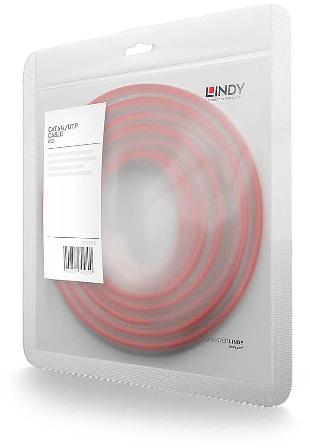 Tinklo Kabelis - LINDY Cat.6 U/UTP Tinklo Kabelis, RJ45, M/M, 250MHz, 2 m, Raudonas