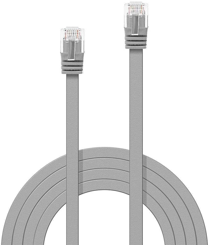 Tinklo Kabelis - LINDY Cat.6 U/UTP Plokščias Tinklo Kabelis, RJ45, M/M, 250MHz, 32AWG, 2 m, Pilkas