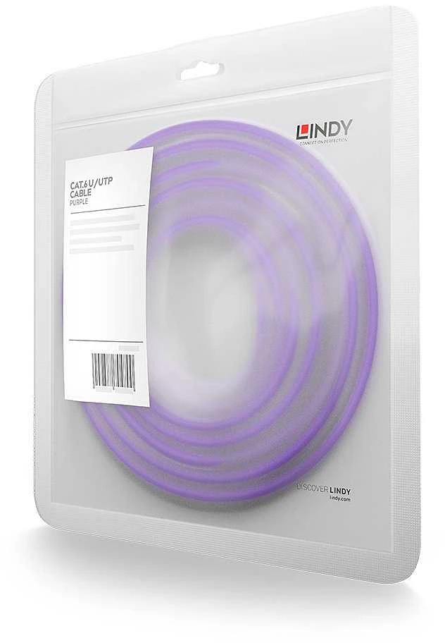 Tinklo Kabelis - LINDY Cat.6 U/UTP Tinklo Kabelis, RJ45, M/M, 250MHz, 7.5 m, Purpurinis