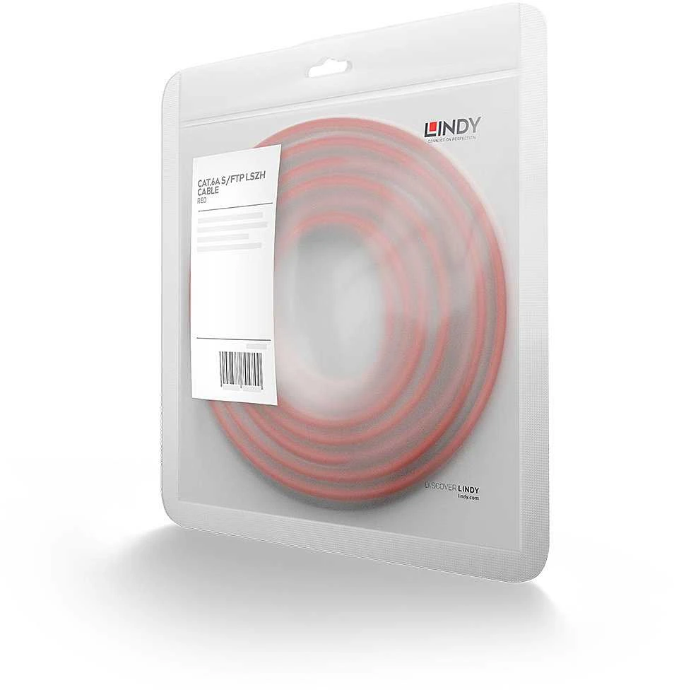 Tinklo Kabelis - LINDY Cat.6A S/FTP LSZH Tinklo Kabelis, RJ45, M/M, 500MHz, 26AWG, 5 m, Raudonas