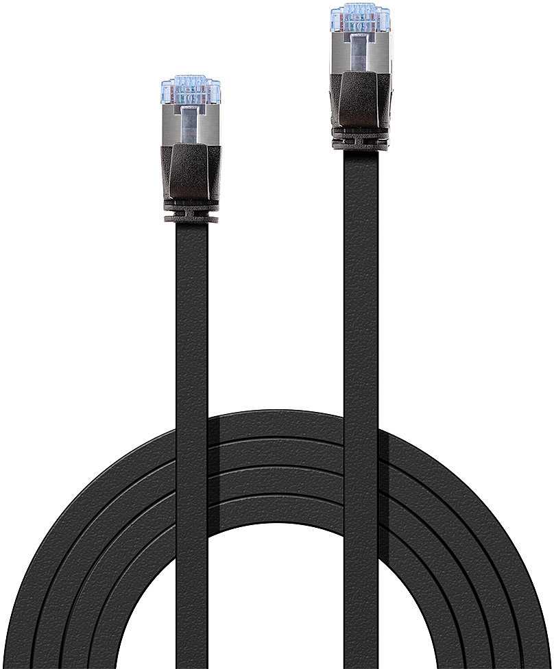 Tinklo Kabelis - LINDY Cat.6A U/FTP Plokščias Tinklo Kabelis, RJ45, M/M, 500MHz, 32AWG, 0.3 m, Juodas