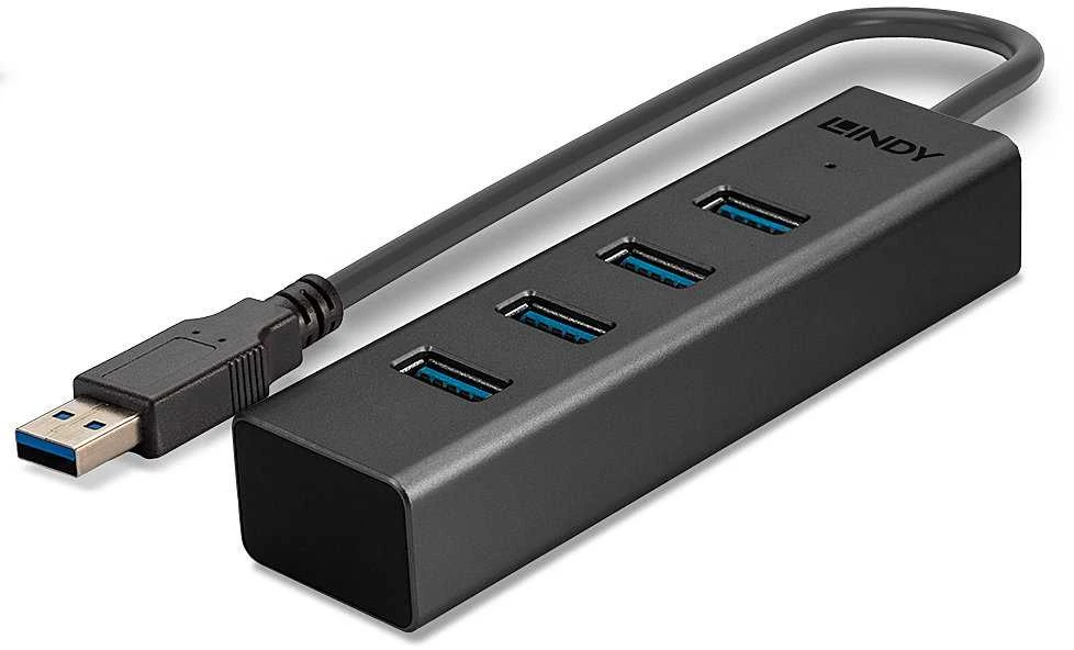 USB Hub - LINDY USB 3.0 Hub, 4 Jungtys, Juodas
