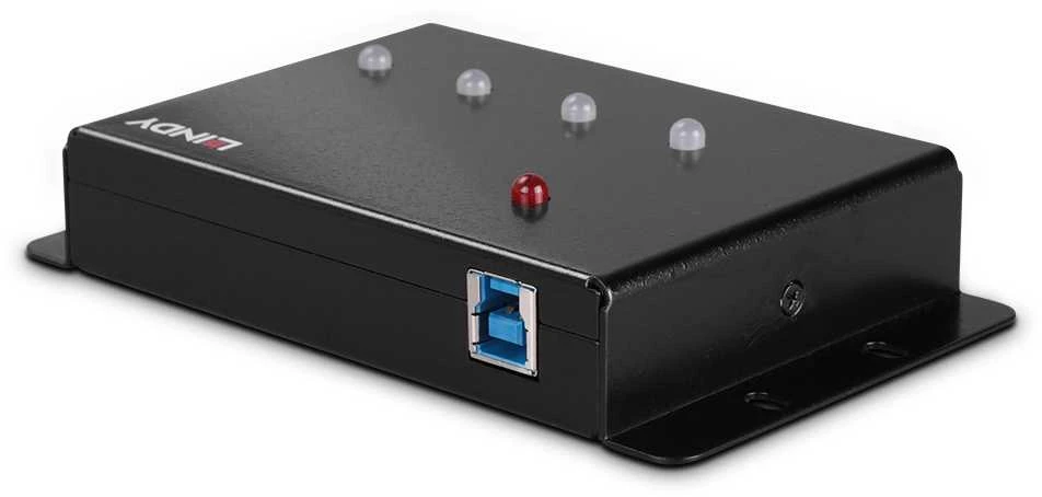 USB Hub - LINDY 4 Prievadų USB 3.0 Metalinis Hub 5Gbps su Montavimo Laikikliais