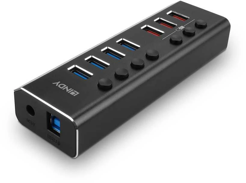 USB Hub - LINDY 4 Prievadų USB 3.0 Hub su 3 Greito Įkrovimo 3.0 Prievadais