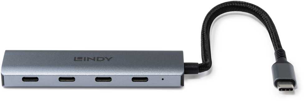 USB Hub - LINDY 4 Prievadų USB 3.2 Gen 2 Type C Hub, 10 Gbps, Kompaktiškas Dizainas