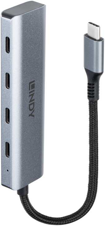 USB Hub - LINDY 4 Prievadų USB 3.2 Gen 2 Type C Hub, 10 Gbps, Kompaktiškas Dizainas