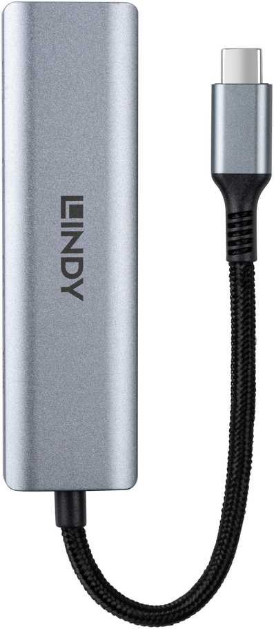USB Hub - LINDY 4 Prievadų USB 3.2 Gen 2 Type C Hub, 10 Gbps, Kompaktiškas Dizainas