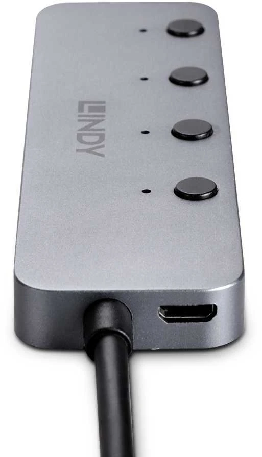 USB Hub - LINDY 4 Prievadų USB 3.0 Hub su Maitinimo/Išjungimo Jungikliais, 5 Gbps, Type A