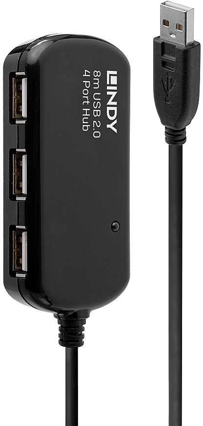 USB Hub - LINDY USB 2.0 Aktyvus Prailginimas Pro Hub 8 m 4-Port USB 2.0 60 m 480Mbps Galia