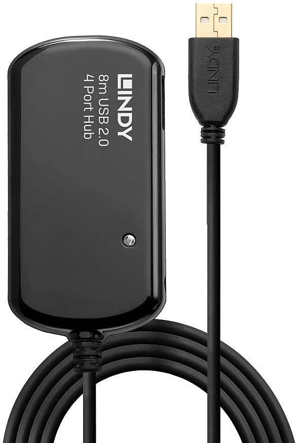 USB Hub - LINDY USB 2.0 Aktyvus Prailginimas Pro Hub 8 m 4-Port USB 2.0 60 m 480Mbps Galia