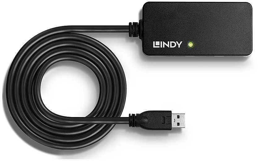 USB Hub - LINDY USB 3.0 Aktyvus Prailginimo Pro Hub Laidas, 10 m, Juodas