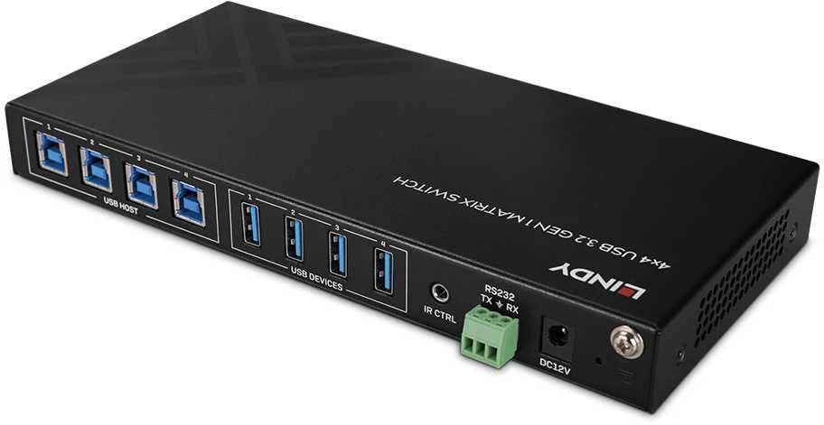 USB Jungiklis - LINDY 4x4 USB 3.2 Gen 1 Matrix Jungiklis, 5 Gbps, Juodas