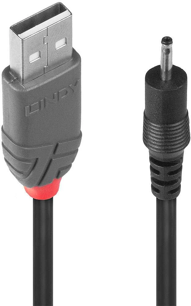 USB Kabelis - LINDY USB 2.0 Type A į 2.5 mm DC Laidas, 1.5 m, Juodas